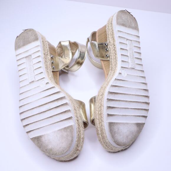 STEVE MADDEN Jewel Espadrille Wedge Sandals Metallic Lyst Ankle Strap Women's 6M - Picture 8 of 8